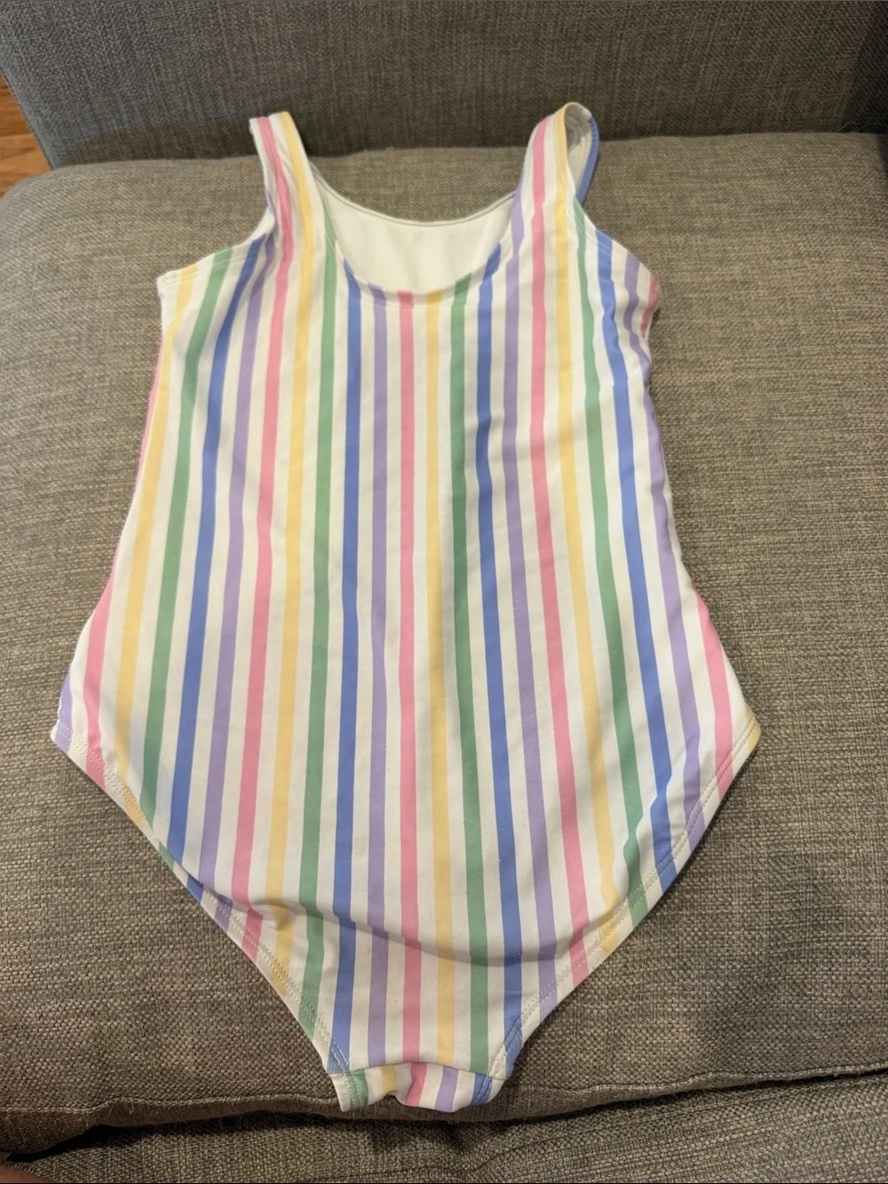 GAP Kids White Swimsuit with Pastel Rainbow Trim